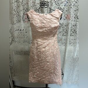 Ralph Lauren Pale Pink/Peach Jacquard Sheath Dress Size 4, Mother of Bride/Groom